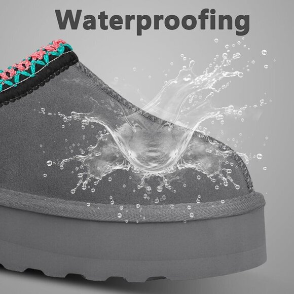 Platform Mini Ankle Boots Short Fur Fleece Lined House Women's Slippers - Picture 4 of 6